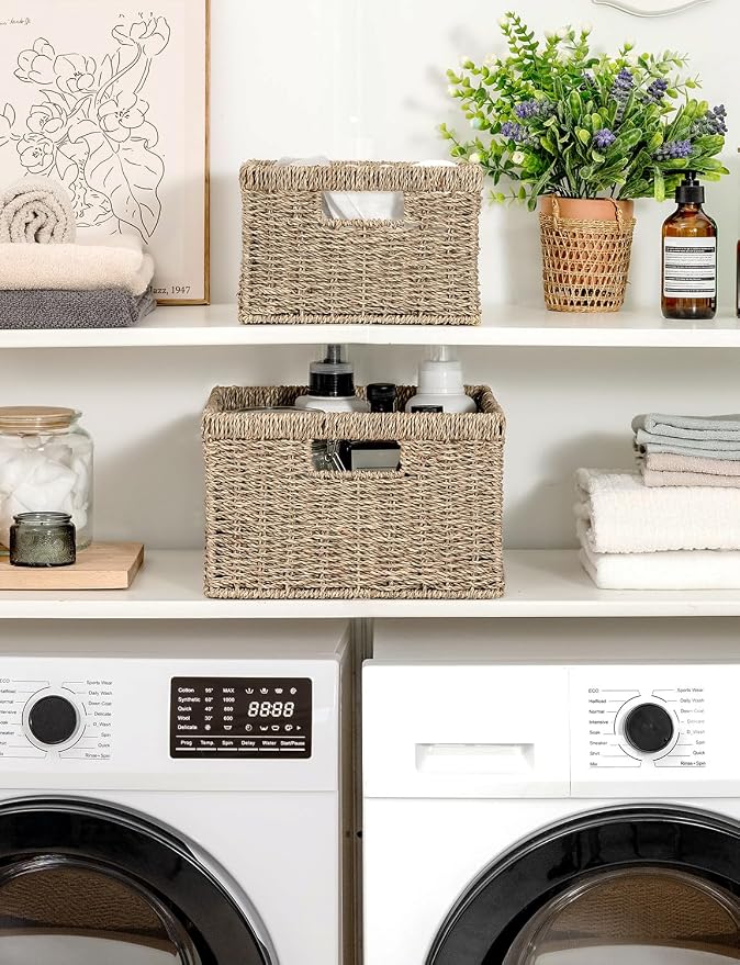StorageWorks Wicker Storage Baskets, Large and Small Baskets, Handwoven - Image 6