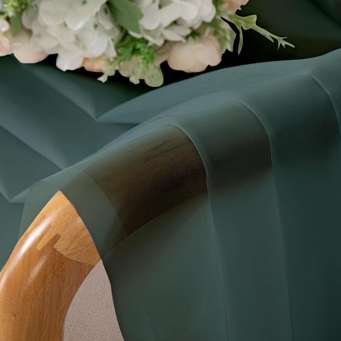 Chyhomenyc Hunter Green Sheer Curtains 96 inches Long 2 Panels, Light Filtering - Image 3