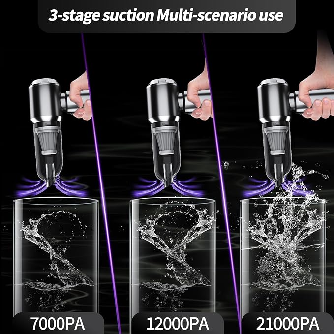 Car Vacuum Portable Cordless 21000PA High Power Mini Vacuum Cleaner 4-in-1 - Image 3