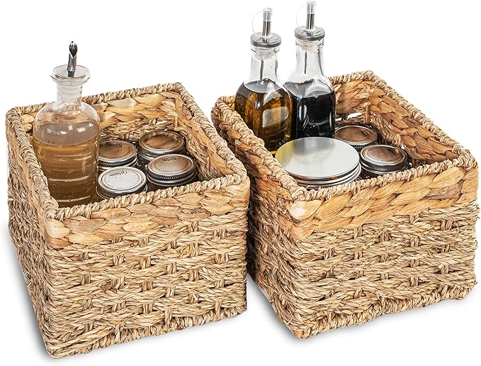 Small Wicker Baskets for Storage 2-Pack, Woven Baskets for Organizing Living by RUSTICHOMERESOURCES