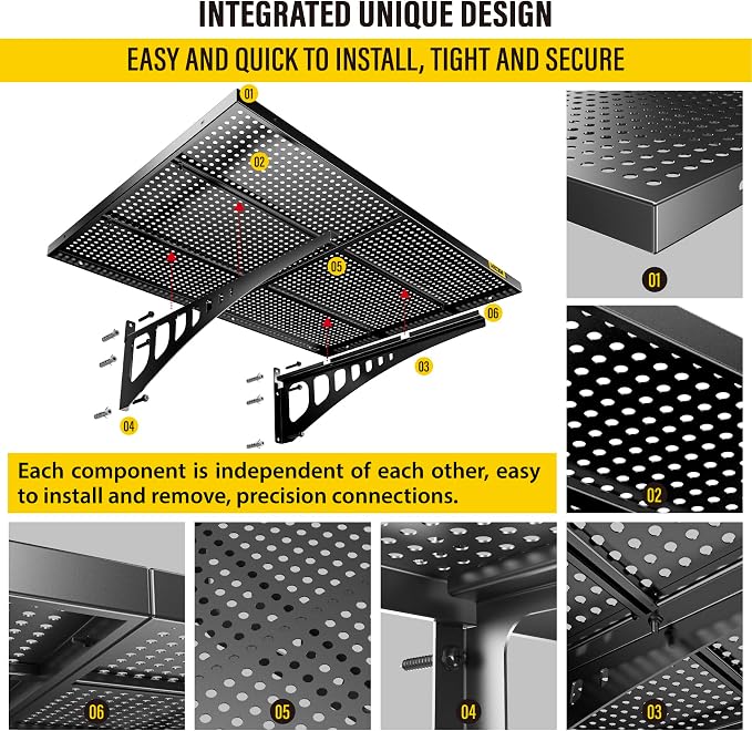 4-Pack 2x3ft Adjustable Garage Wall Shelving 1120lbs Load Capacity Heavy Duty - Image 3