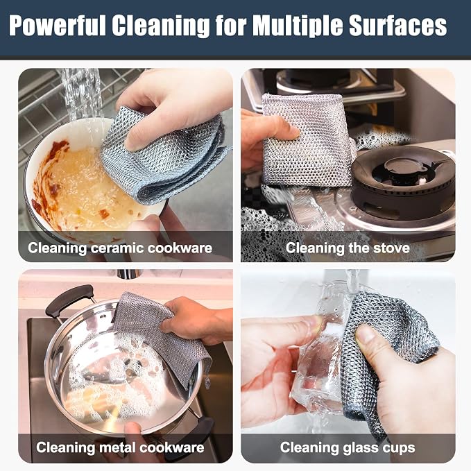 Navona 30 Pcs New Upgrade Steel Wire Dishcloth, Double-Layer Steel Wire - Image 7