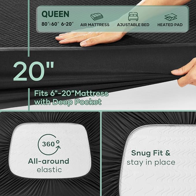 OhGeni 100% Waterproof Mattress Protector, Queen Size Mattress Pad, Fits 6"-20" - Image 2