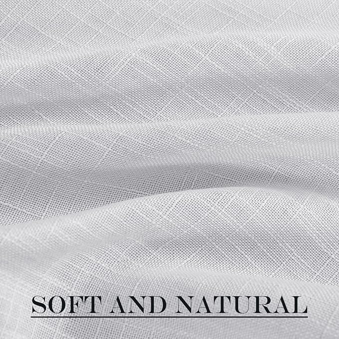 NICETOWN Linen Door Curtains 40 Inches Long, Dual Rod Pocket Semi Sheer - Image 3