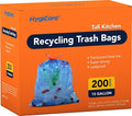 13 Gallon Recycling Trash Bags, Unscented 200 Count Drawstring Tall Kitchen by HygiCare
