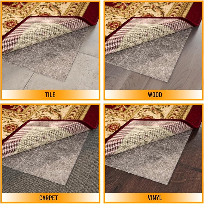 Ottomanson 3' x 4' Non-Slip Rug Pad Gripper 1/4 Inch Thick Dual Surface Felt + - Image 4