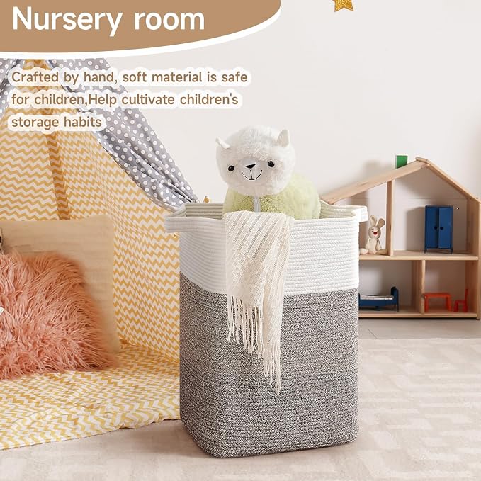 CLHMILY&Z 75L Laundry Hamper Rectangular Cotton Rope Basket - Image 3