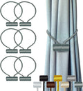 Hion Magnetic Curtain Tiebacks Gray Blue 6 Pack, Curtain Tiebacks Buckles by Hion