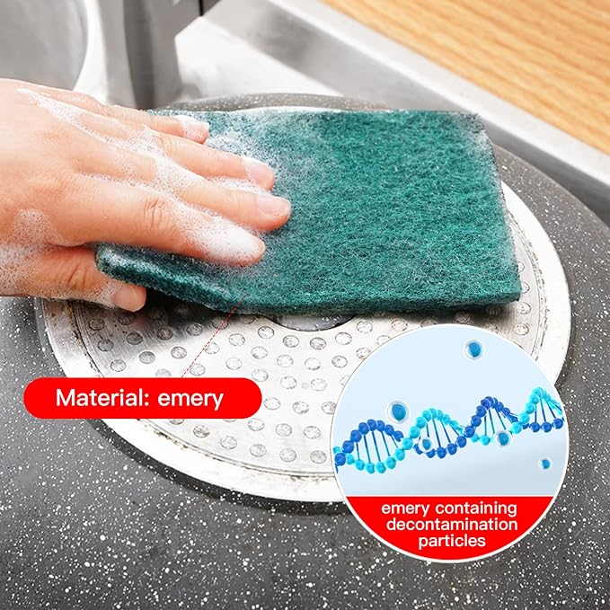 Heavy Duty Scour Pads Sponge Dish Scrubber Non-Scratch Green Reusable Household - Image 8