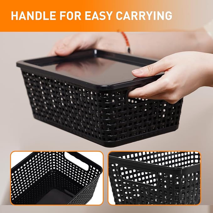 Plastic Storage Baskets With Lid, Storage Bins - Image 4