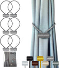 Hion Magnetic Curtain Tiebacks Grey 6 Pack, Curtain Tiebacks Buckles Holdbacks by Hion