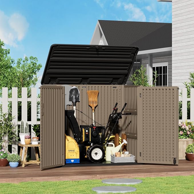 ZZM Large Outdoor Storage Shed, 48 Cu Ft Resin Versatile Storage Cabinet - Image 3