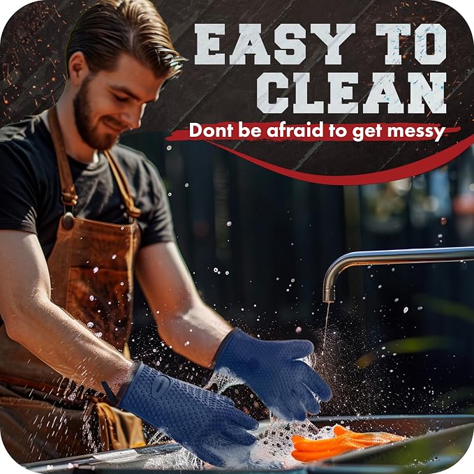 KITCHEN PERFECTION S Silicone Smoker Oven Gloves -Extreme Heat Resistant BBQ - Image 7