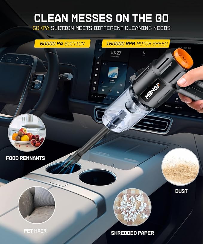 Car Vacuum Portable Cordless, 35000PA High Power Suction & Blower, Cordless - Image 4