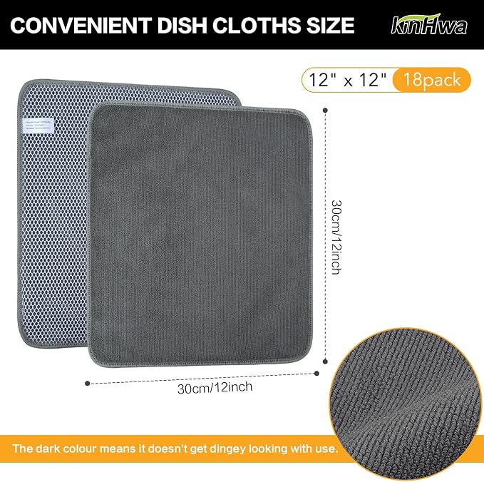 KinHwa Kitchen Washcloths for Dishes Absorbent Microfiber Dish Cloths Quick Dry - Image 9