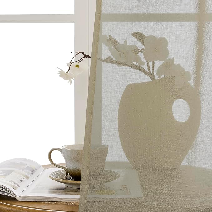 Tollpiz Short Sheer Door Curtains Closet Linen Textured Curtains Sheer Doorway - Image 9