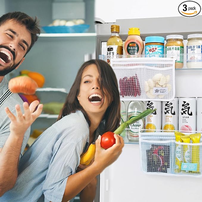 3PCS Refrigerator Door Organizer Set, Fridge Hanging Mesh Bag by WelcometoMOANLMYWeprovideyouqualityproductsandservices