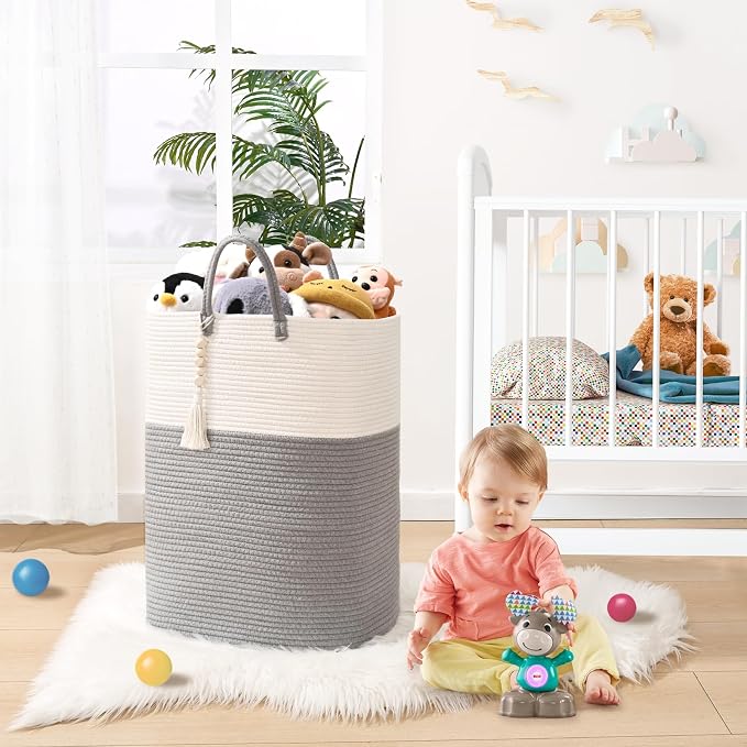 Woven Laundry Basket for Clothes, 50L Large Rectangle Laundry Hampers - Image 5