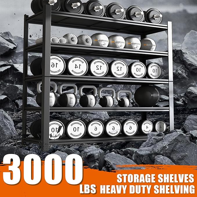 60"W Garage Shelving Heavy Duty Metal Shelving 3000LBS Storage Shelves - Image 4