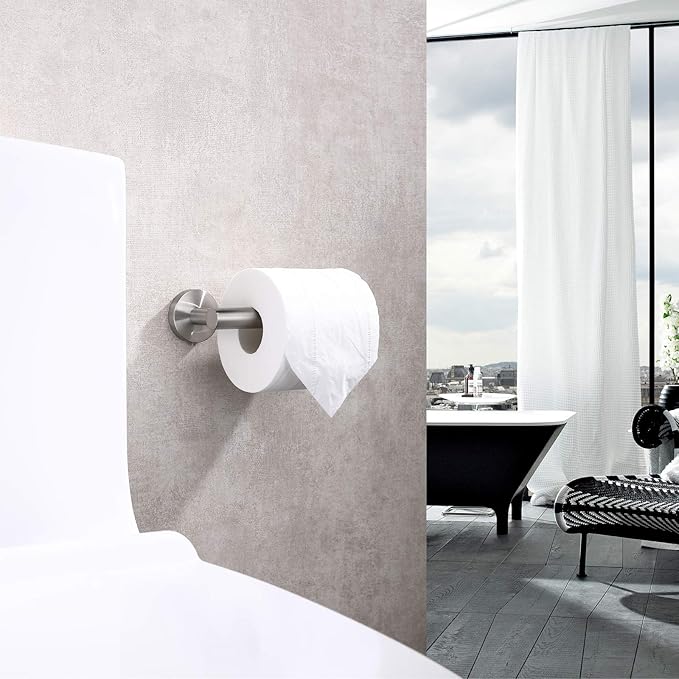 TASTOS Toilet Paper Holder SUS304 Stainless Steel Round Size Brushed Nickel 2 - Image 3