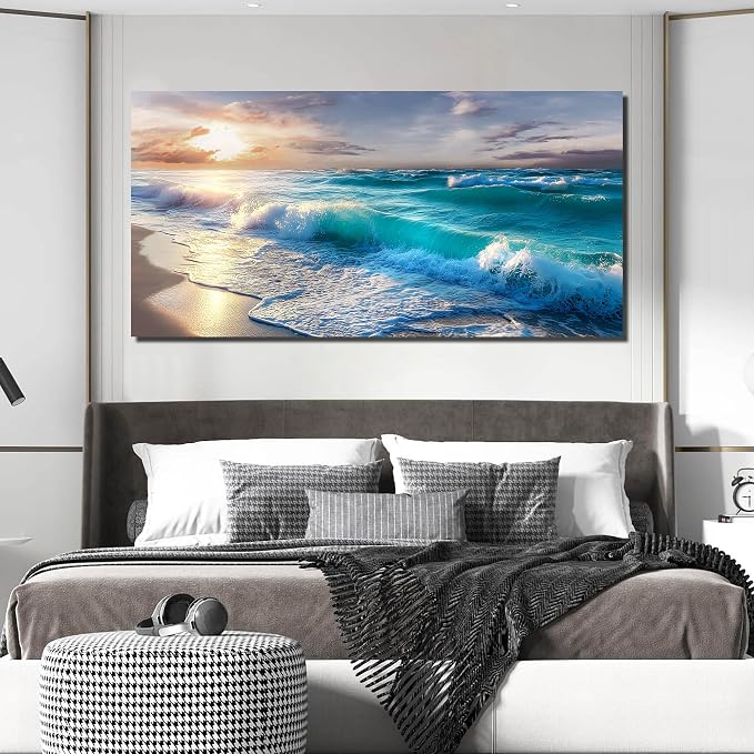 GUGIKA Ocean Wall Art for Living Room, Size 59 x 29 Inches - Image 5