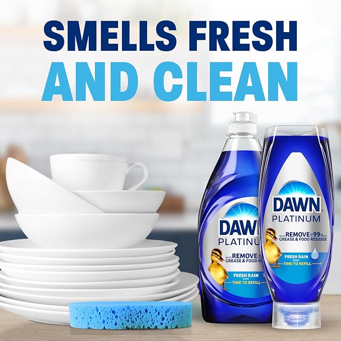 Dawn Platinum EZ-Squeeze Dish Soap, Dishwashing Liquid, Fresh Rain, 2x18oz - Image 8