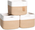NaturalCozy Storage Cubes 9”x9”x7”Cotton Rope Woven Baskets by NaturalCozy