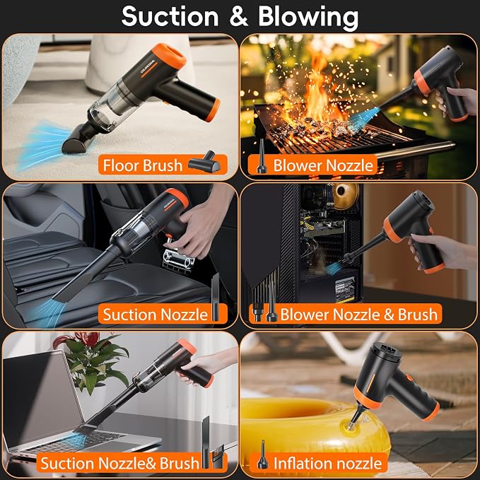 COLORCORAL Handheld Vacuum Cordless Rechargeable 16000Pa High Power Car Vacuum - Image 4