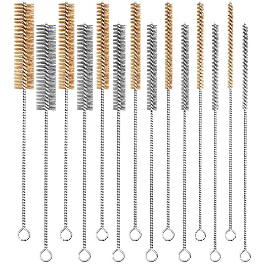 14-Pieces Brass Wire Brush Stainless Steel Tube Brush Set 12" Round Wire by Unknown