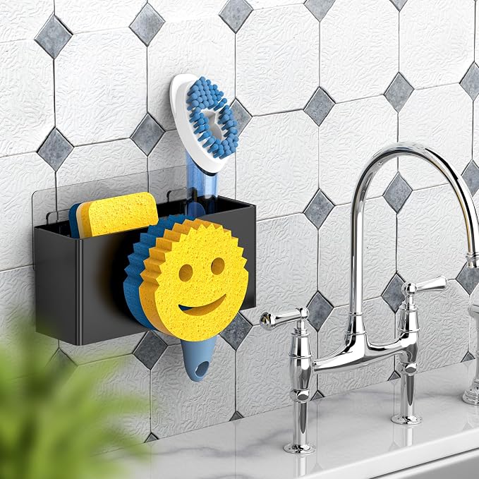 Sponge Holder for Kitchen Sink, Smiley Face Sink Caddy, Sponge Holder Stainless - Image 3
