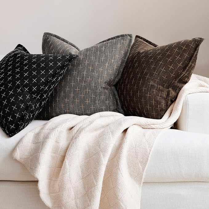 ZWJD Pillow Covers 26x26 Set of 2 Soft Polyester Textured Pillow Covers - Image 4