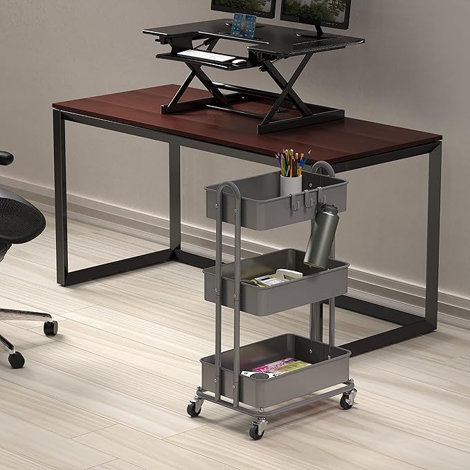 Simple Houseware 3-Tier Heavy Duty Metal Utility Rolling Cart - Image 2