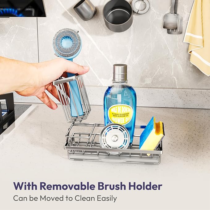SWTYMIKI Kitchen Sink Caddy Sponge Holder, Kitchen Sink Organzier and Storage - Image 2