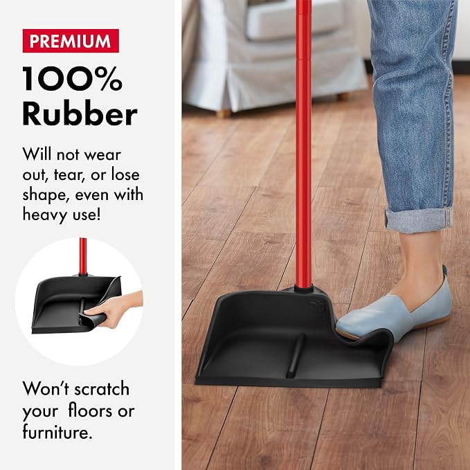 Dustpan with Handle by Ravmag- Solid Natural Rubber Construction- 40” Long - Image 3