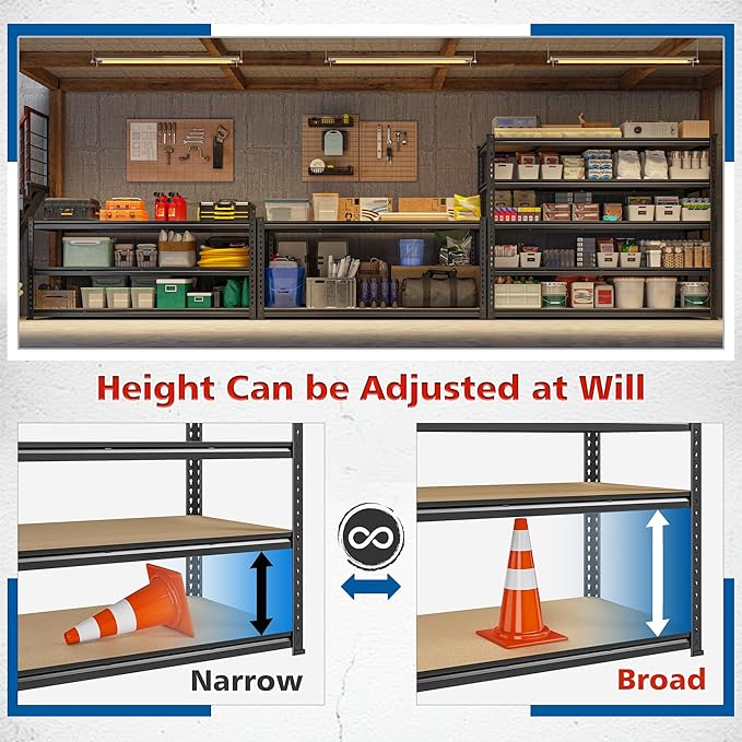 59.8"W Garage Shelving 72"H Storage Shelves 2750LBS Metal Shelving Heavy Duty - Image 5
