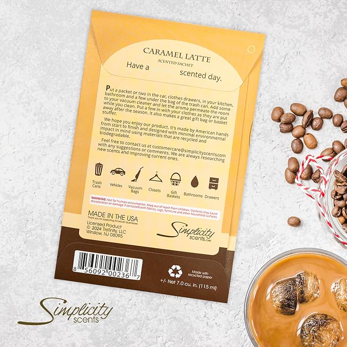 Floral Simplicity Caramel Latte Scented Sachets Pack of 6, Fall & Winter - Image 7