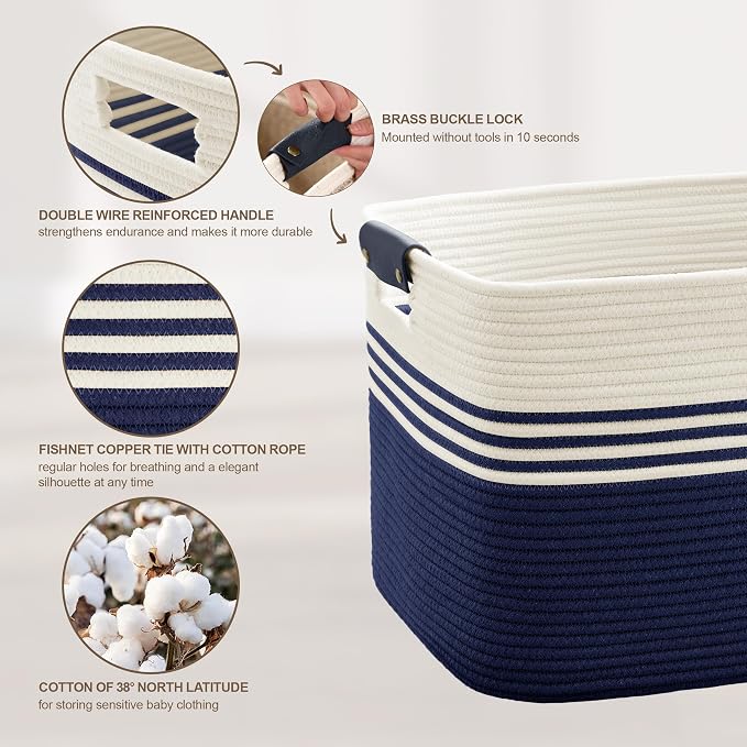 72L Large Laundry Basket with Leather Handles - Image 5