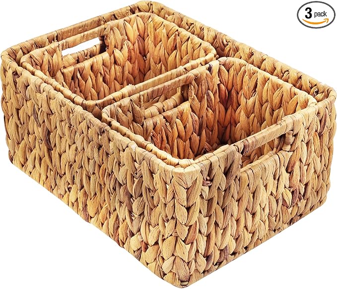 HOONEX Water Hyacinth Storage Baskets, Wicker Baskets by HOONEX