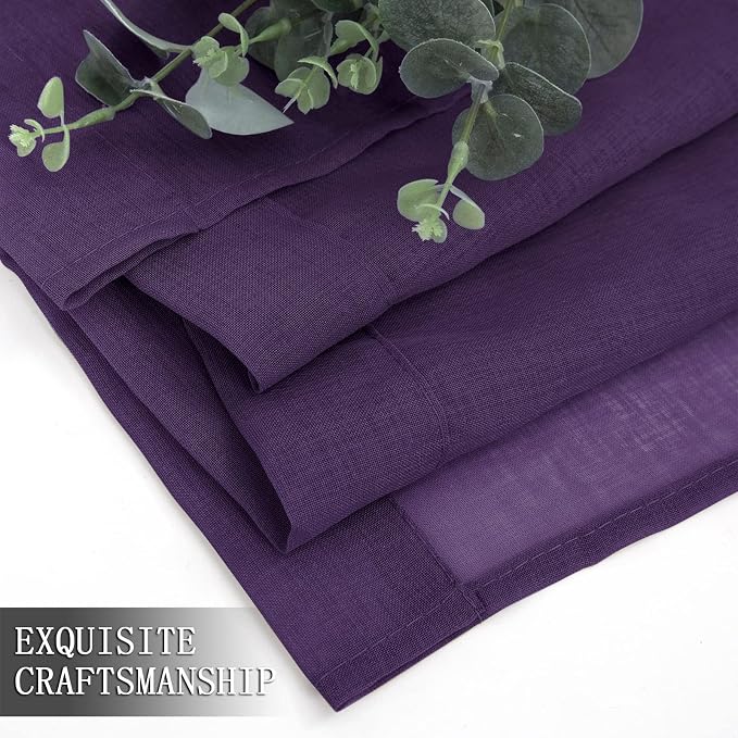 Tollpiz Sheer Curtain Linen Textured Living Room Curtains Sheer Light Filtering - Image 7