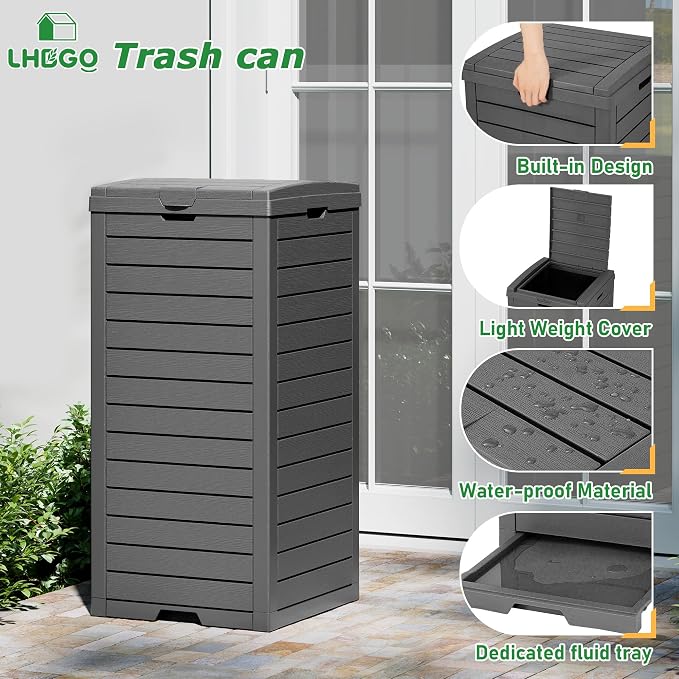 Outdoor Trash Can, 2 Set of 31 Gallon Garbage Can - Image 4