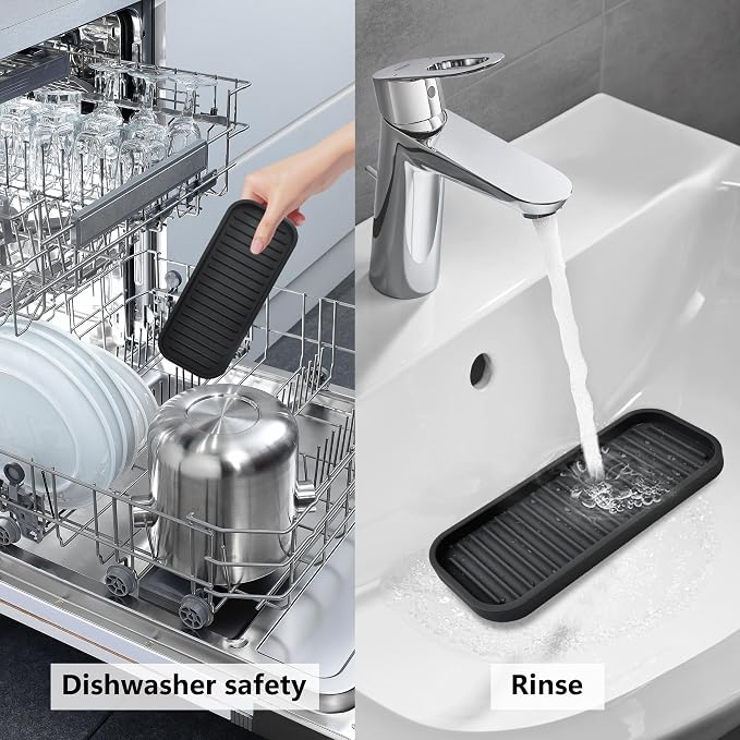 Silicone Sponge Holder Kitchen Sink Organizer Tray Dish Caddy Soap Dispenser - Image 4