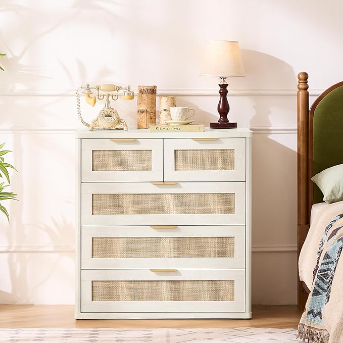 LEYAOYAO White Dresser for Bedroom, 33.5" Tall Chest of Drawers, Modern 5 - Image 7