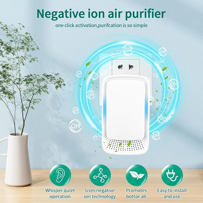 Plug-In Ionic Air Purifier, Home Air Ionizer, Silent Filterless Air Purifier - Image 4