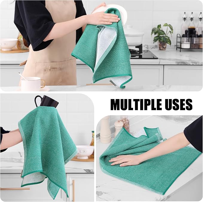 Homaxy Premium Kitchen Towels, Large Cotton Kitchen Hand Towels, Flat and Terry - Image 4