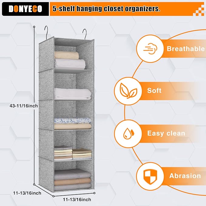 5-Shelf Hanging Storage Closet Organizer, Linen Rv Storage and Organization - Image 3