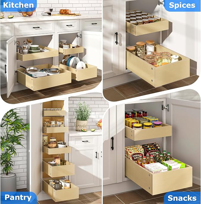 WelFurGeer Soft Close Pull Out Cabinet Organizer, Smooth Slide-Out Shelves - Image 7