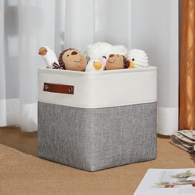 DULLEMELO 11 Inch Cube Storage Bins Fabric Storage Cubes 4 Pack Foldable Cube - Image 5