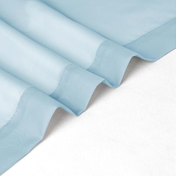 Chyhomenyc Light Blue Sheer Curtains 72 Inch Length 2 Panels, Light Filtering - Image 5