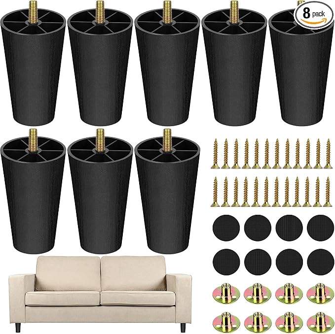 TURSTIN 8 Pack 4 Inch Plastic Furniture Legs by TURSTIN