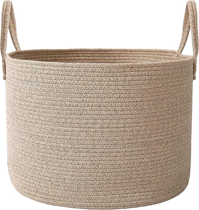 Woven Blanket Basket, 65L Large Rope Storage Bin by JMvicyroam